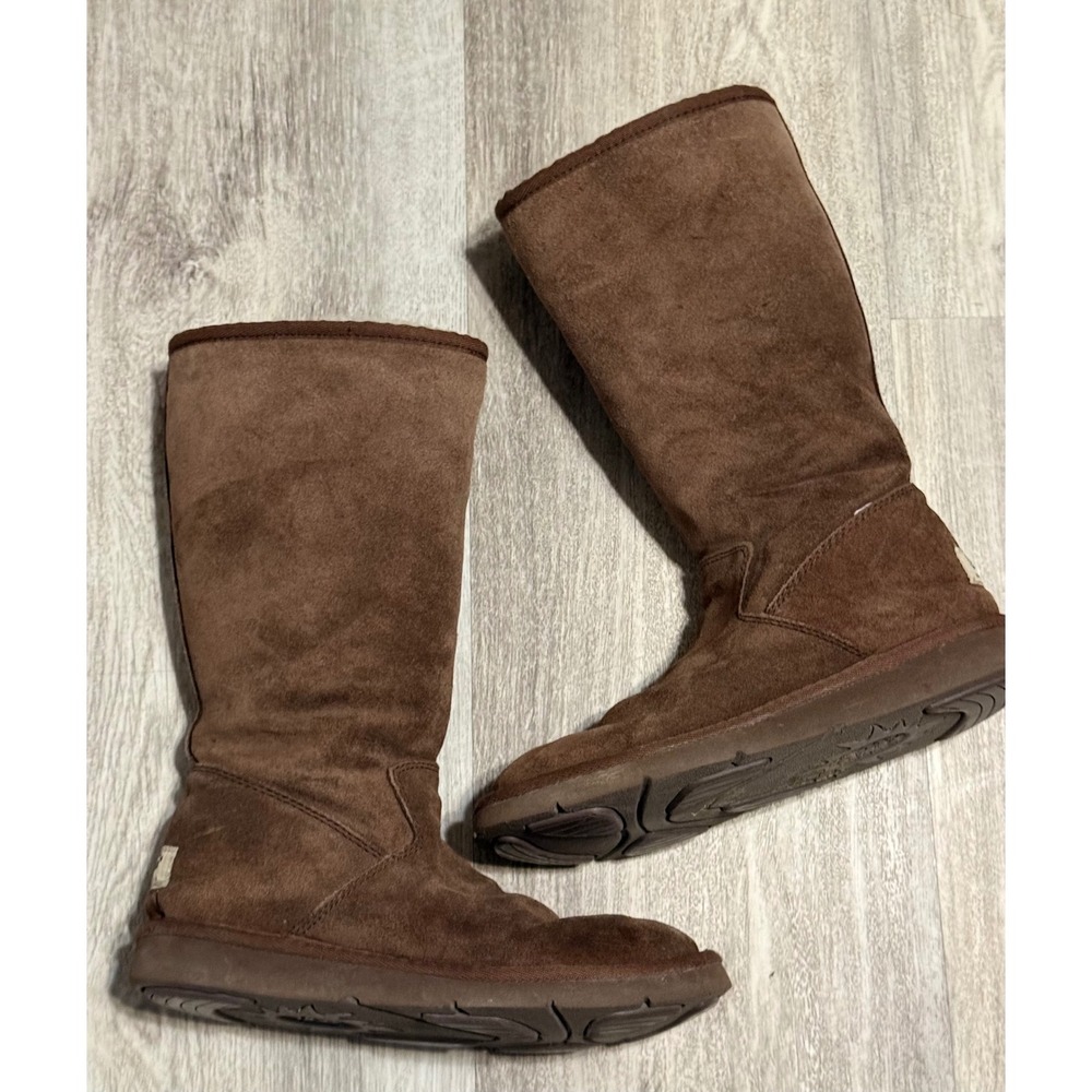 UGG Australia Sunburst Tall Brown Suede Shearling Boots Womens‎ 7 Zip 5235